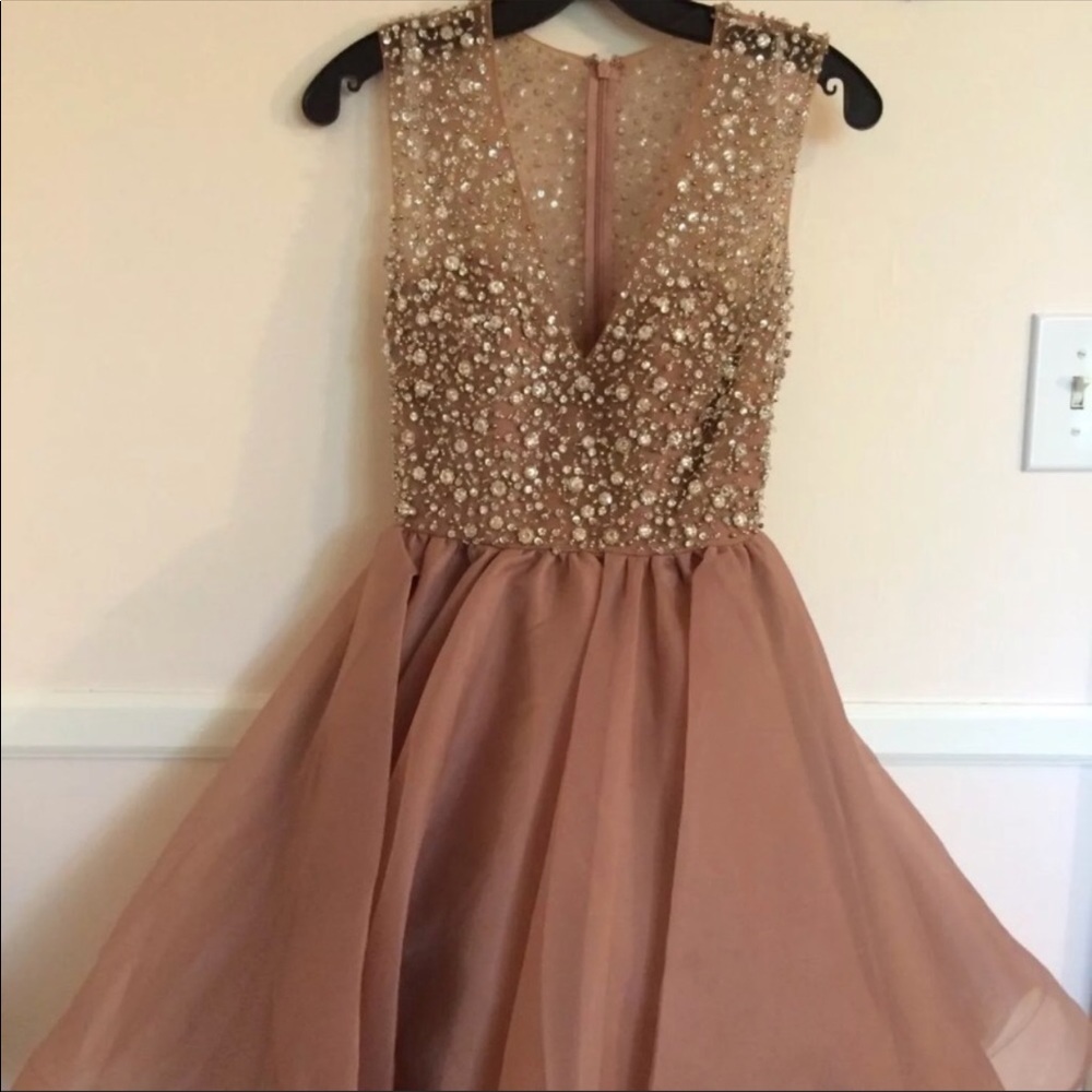 Terani mauve beaded short dress